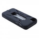 Wholesale iPhone 5 5S Armor Hybrid Case with Stand (Black-Black)